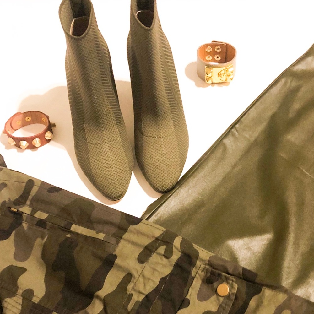 Zara Fabric Olive Green Sock Bootie!!